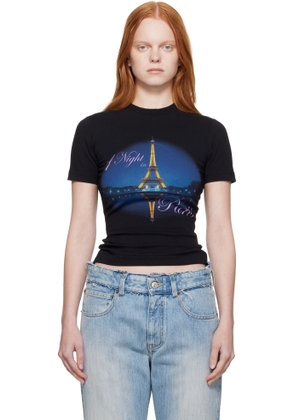 VETEMENTS Black 'Night In Paris' Fitted T-shirt