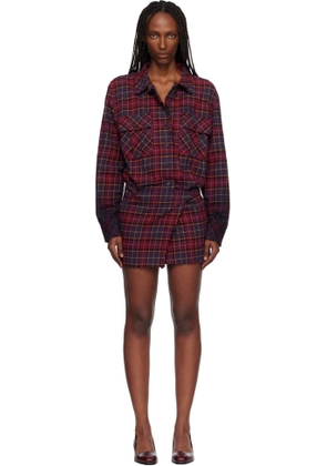 Off-White Red Check Flannel Arrow Minidress