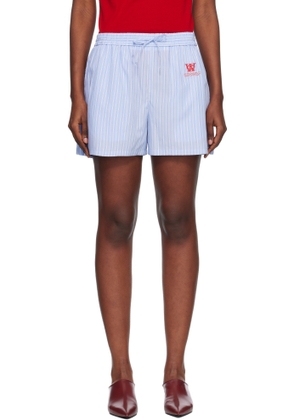 Off-White Blue Striped Poplin Shorts