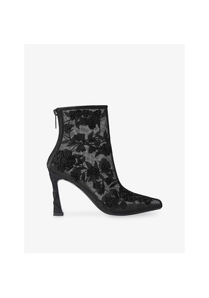 Womens KG Kurt Geiger Transform Embroidered Woven Heeled Ankle Boots