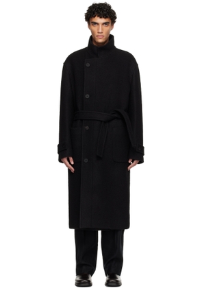 WOOYOUNGMI Black Wool Blend High-Neck Coat