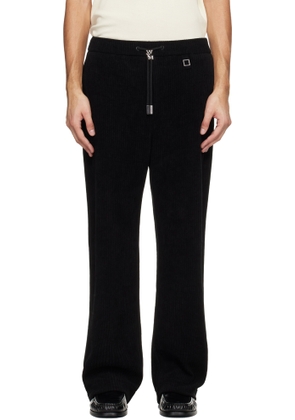 WOOYOUNGMI Black Banded Ribbed Sweatpants