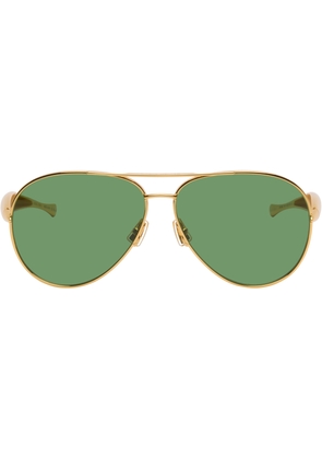 Bottega Veneta Gold Sardine Aviator Sunglasses