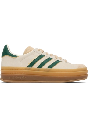 adidas Originals Beige & Green Gazelle Bold Sneakers