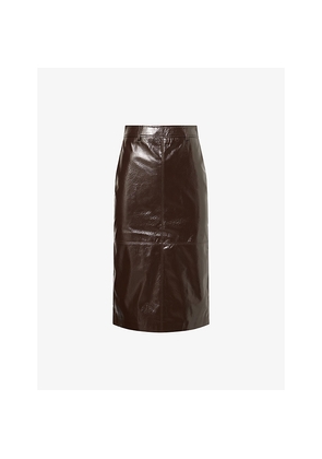 Womens The Frankie Shop Taney Crackled Faux-Leather Midi Skirt