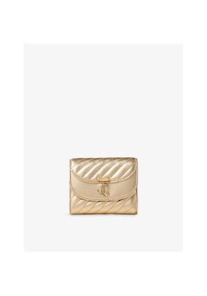 Womens Jimmy Choo Curve Marinda Quilted Metallic Leather Wallet