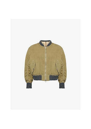 Mens Story mfg Seed Knitted-Trims Cotton Bomber Jacket