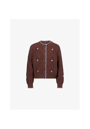 Womens Rails Laurie Flower-Embellished Cotton-Blend Cardigan