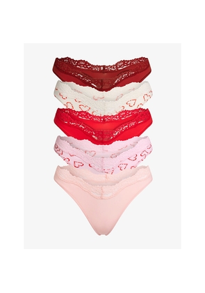 Womens Skims Dipped Pack Of Five Stretch-Lace Thongs