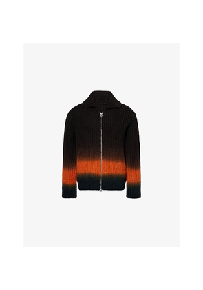 Mens Sacai Regular-Fit Spread-Collar Wool Cardigan