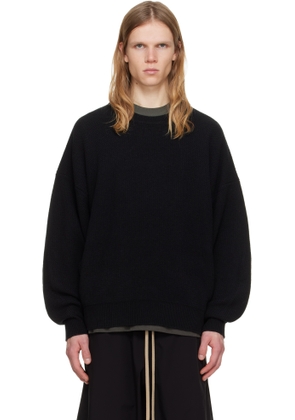 Fear of God Black Wool Rib Crewneck Sweater