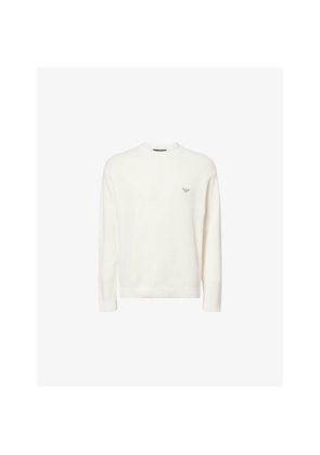 Mens Emporio Armani Logo-Embroidered Crewneck Knitted Cotton Jumper