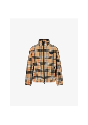 Mens Burberry Check-Print High-Neck Wool-Blend Jacket