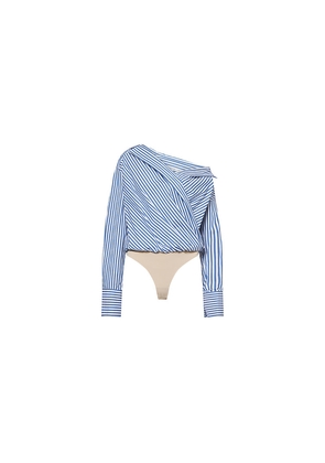 Womens Good American The Cut Layered Wrap-Front Cotton-Blend Shirt Body