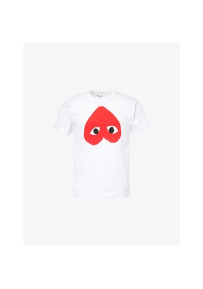 Mens Comme Des Garcons Play Brand-Print Crewneck Cotton-Jersey T-Shirt