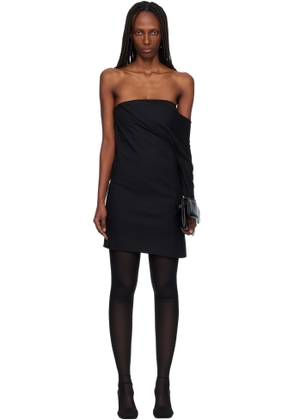 Courrèges Black Draped Polywool Bustier Minidress