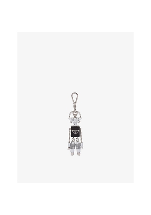 Womens Prada Robot Saffiano Leather Keychain Charm