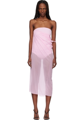 Courrèges Pink Draped Jersey Bustier Midi Dress