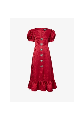 Womens Sister Jane Carnival Hearts Floral-Jacquard Woven Midi Dress