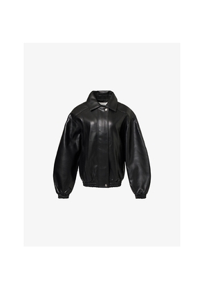 Womens The Frankie Shop Prescott Oversized Leather Bomber Jacket