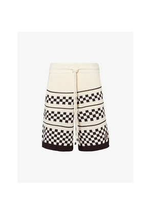 Mens Amiri Checkered Drawstring Wool-Blend Shorts