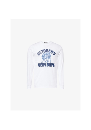 Mens A Bathing Ape x Ovo College Long-Sleeves Cotton-Jersey T-Shirt