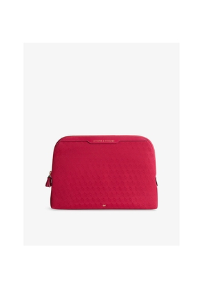 Womens Anya Hindmarch Logo Lotions and Potions Woven Pouch