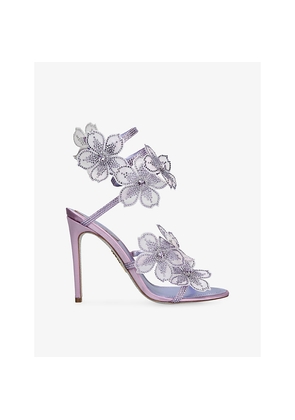 Womens Rene Caovilla Floral Cleo 105 Satin Heeled Sandals