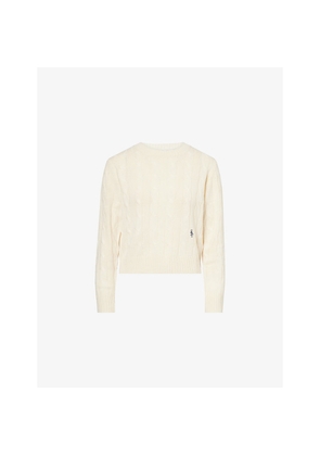 Womens Sporty & Rich Farm Cable-Knit Cashmere-And-Wool Jumper