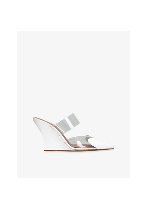 Womens Azzedine Alaia Le Coeur 90 Patent-Leather and PVC Wedge Mules