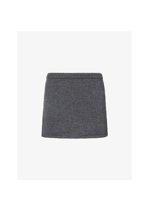 Womens Djerf Avenue Ribbed-Trim Knit Wool Mini Skirt