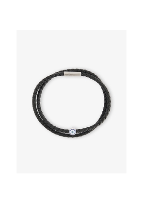 Mens Tateossian Double Wrap Leather and Sterling Silver Bracelet