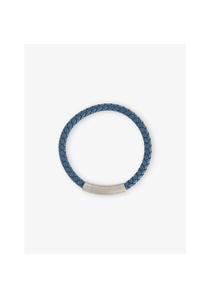 Mens Tateossian Charles Rhodium-Plated Sterling Silver and Leather Bracelet