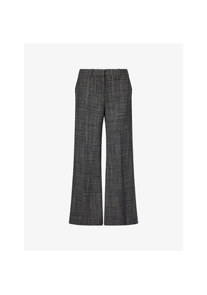 Womens Theory Pressed-Crease Wide-Leg Wool-Blend Trousers