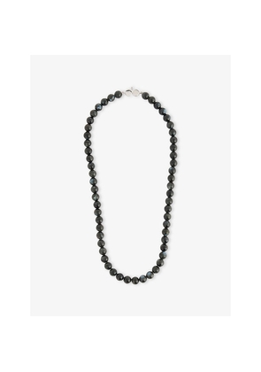 Mens Tom Wood Cove Rhodium-Plated 925 Sterling Silver and Larvikite Gemstone Necklace