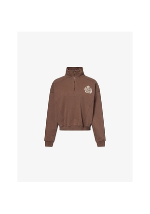 Womens Sporty & Rich Farm Crest Embroidered-Logo Cotton Sweatshirt