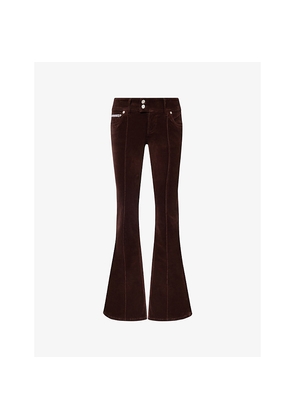 Womens Juicy Couture Flared Velour Stretch-Denim Jeans