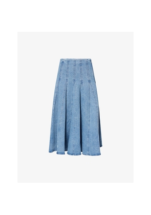 Womens Simkhai Taylan Panelled Stretch-Denim Midi Skirt
