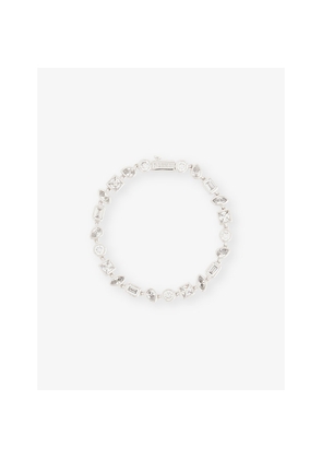 Mens Darkai Mixed Bezels 18ct White Gold-Plated Stainless Steel, Brass and Pavé-Stone Bracelet