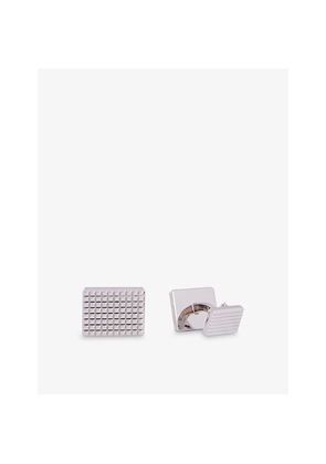 Mens Dunhill Hobnail and Reed Tile Rhodium-Plated Sterling-Silver Cufflinks
