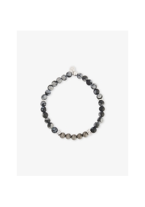 Mens Tateossian Stonehenge Graffiato Ruthenium-Plated Sterling Silver and Obsidian Bracelet