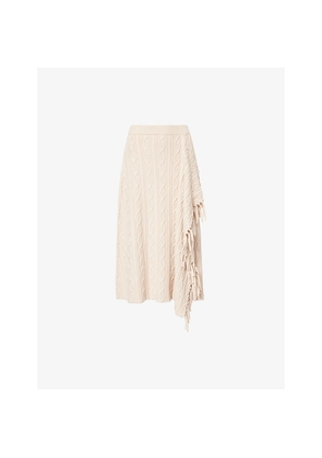 Womens Simkhai Kara Fringed Cotton and Wool Midi Skirt