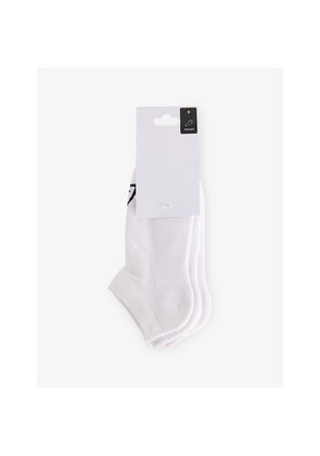 Womens Gymshark Pack Of Three Ribbed Logo Cotton-Blend Socks