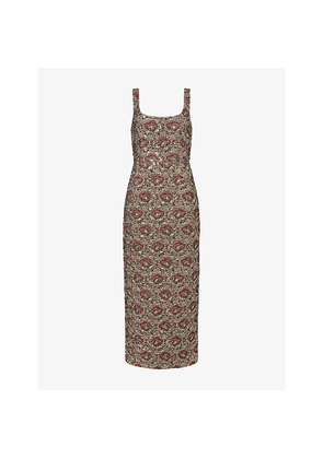 Womens Simkhai Ravenna Shoulder-Straps Stretch-Woven Midi Dress