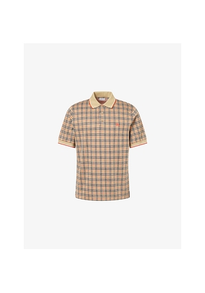 Mens Burberry Pelham Check Knit Polo Shirt