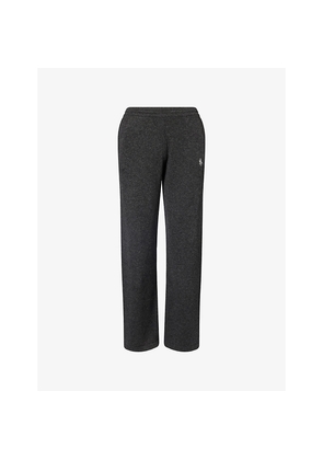 Womens Sporty & Rich Duty Embroidered-Logo Cashmere-And-Wool Jogging Bottoms