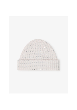 Womens Maje Rhinestone-Embellished Wool Beanie Hat
