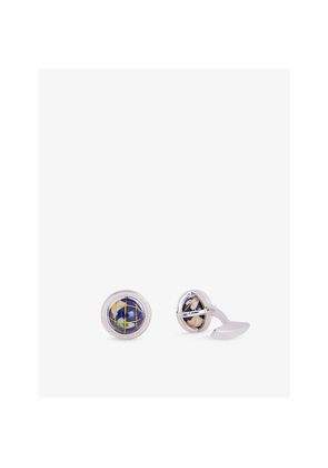 Mens Tateossian Globe Mosaic Rhodium-Plated Sterling-Silver and Lapis Cufflinks
