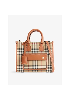 Womens Burberry Freya Mini Faux-Leather Tote Bag