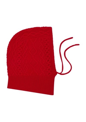 Cable knit balaclava with drawstring